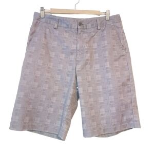 Adidas | Men's Gray Climalite Performance Flat Front Plaid Golf Shorts (Size 32)